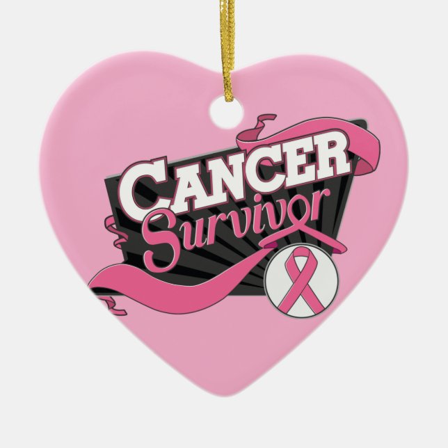 Breast Cancer Survivor Banner Ceramic Ornament (Front)