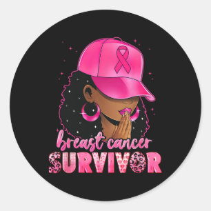 Breast Cancer Survivor Black Women Afro African Ch Classic Round Sticker