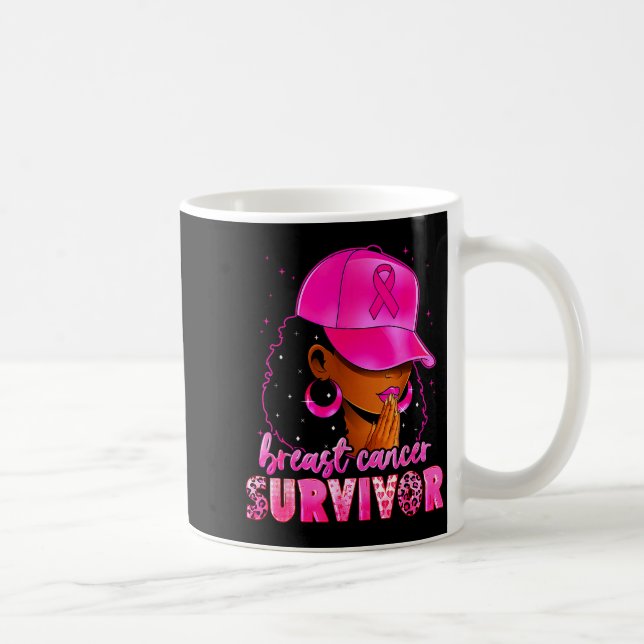Breast Cancer Survivor Black Women Afro African Ch Coffee Mug (Right)