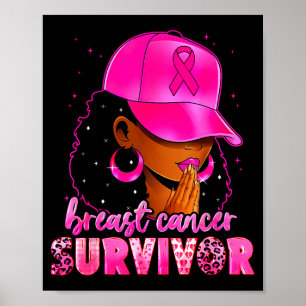 Breast Cancer Survivor Black Women Afro African Ch Poster
