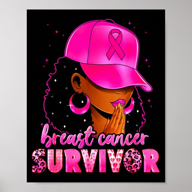 Breast Cancer Survivor Black Women Afro African Ch Poster (Front)