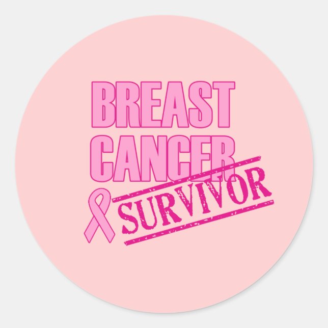 Breast Cancer Survivor Button Classic Round Sticker (Front)