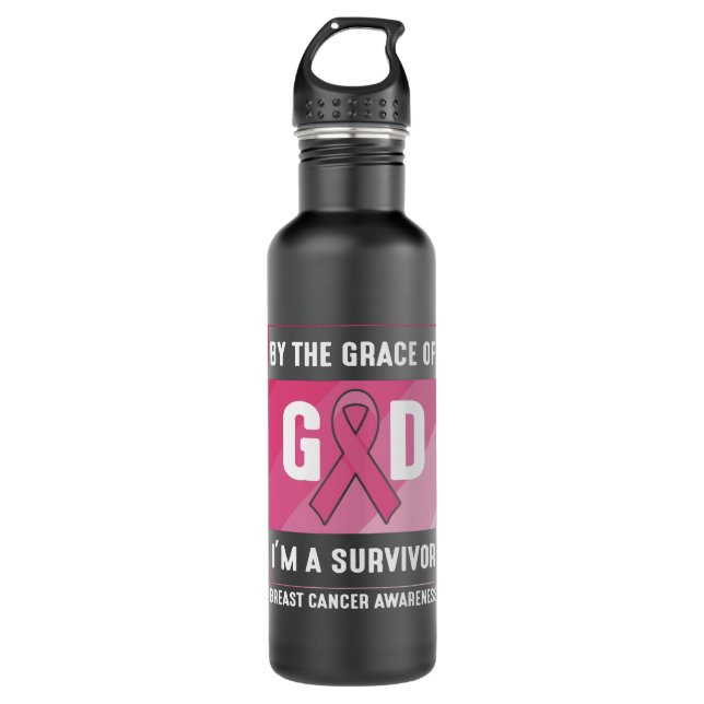 Breast Cancer Survivor By God’s Grace Christian 710 Ml Water Bottle (Front)