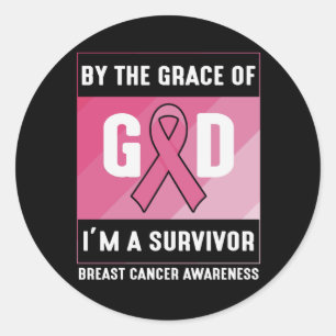 Breast Cancer Survivor By God’s Grace Christian Classic Round Sticker