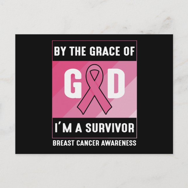 Breast Cancer Survivor By God’s Grace Christian Postcard (Front)
