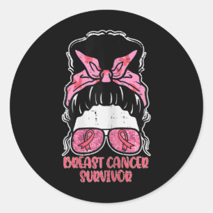 Breast Cancer Survivor Hairbun Breast Cancer Aware Classic Round Sticker