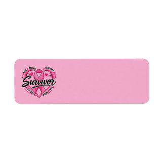 Breast Cancer Survivor Heart Return Address Label