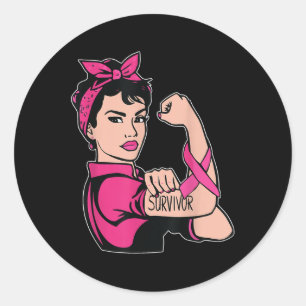 Breast Cancer Survivor In October Pink Awareness W Classic Round Sticker