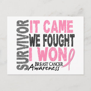 Breast Cancer Survivor It Came We Fought I Won Postcard