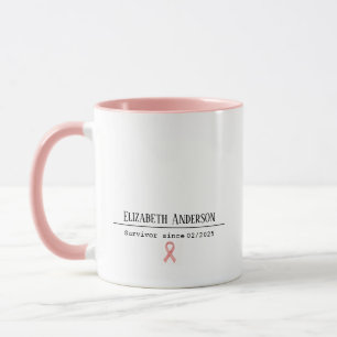 Breast Cancer Survivor Name & Date Pink Ribbon Mug