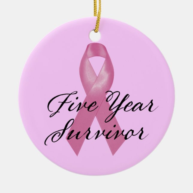 Breast Cancer Survivor Ornament Five Year (Front)