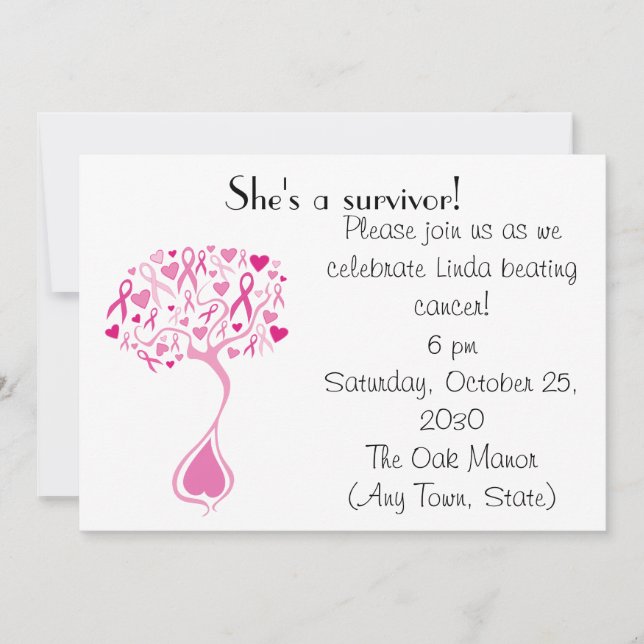 Breast Cancer Survivor Party/Fundraiser Invite (Front)