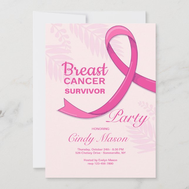 Breast Cancer Survivor Party Invitation (Front)
