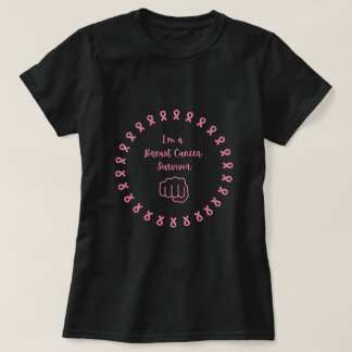 Breast Cancer Survivor Pink Fist Black T-Shirt