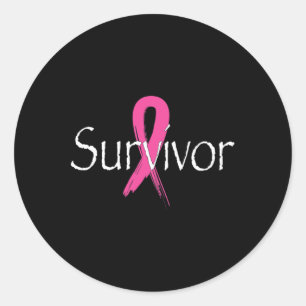 Breast Cancer Survivor Pink Ribbon Awareness Month Classic Round Sticker
