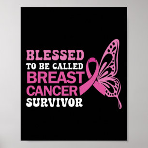 Breast Cancer Survivor Pink Ribbon Butterfly  Poster