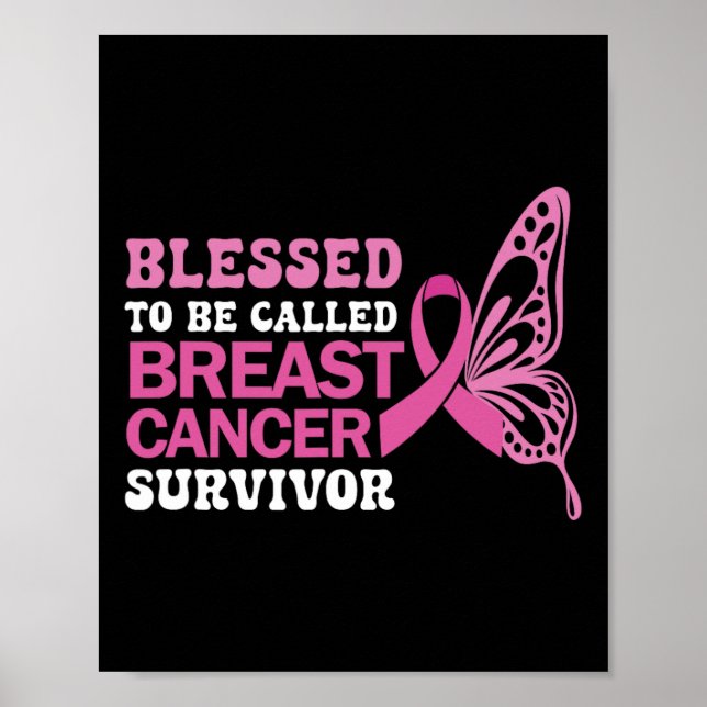 Breast Cancer Survivor Pink Ribbon Butterfly  Poster (Front)