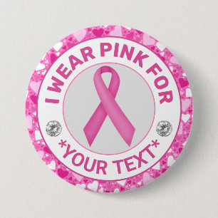 Breast Cancer Survivor – Pink Ribbon Heart Border 7.5 Cm Round Badge