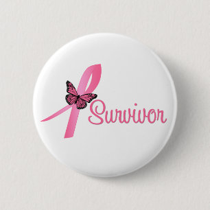 Breast Cancer Survivor Ribbon 6 Cm Round Badge