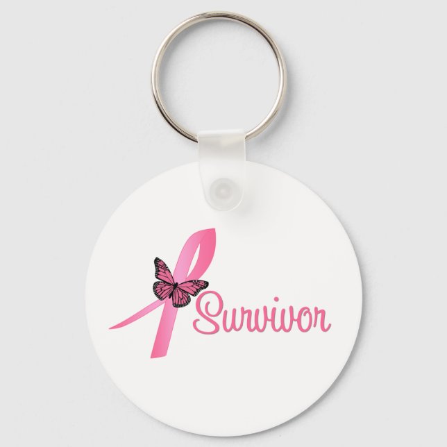 Breast Cancer Survivor Ribbon Key Ring (Front)