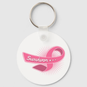 Breast Cancer Survivor Ribbon Key Ring