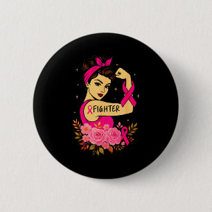 Breast Cancer Survivor Rosie Riveter Pink Awarenes 6 Cm Round Badge