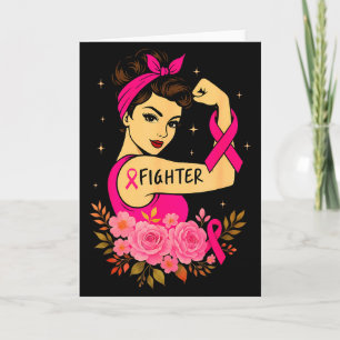 Breast Cancer Survivor Rosie Riveter Pink Awarenes Card