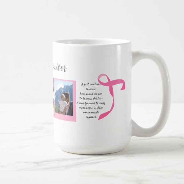 Breast Cancer Survivor Three Photo Collage Mug (Right)