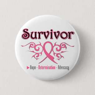 Breast Cancer Survivor Tribal Ribbon 6 Cm Round Badge