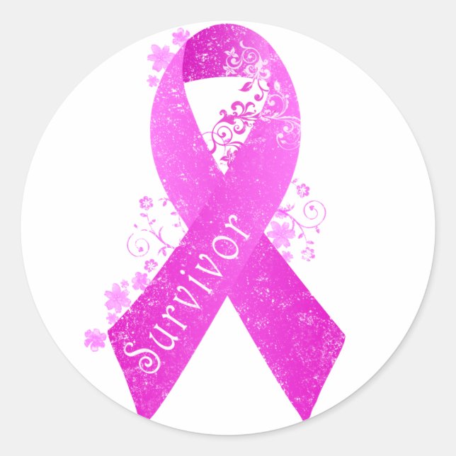 Breast Cancer Survivor Vintage Classic Round Sticker (Front)