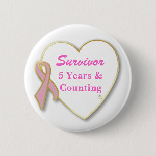 Breast Cancer Survivor-- Years & Counting 6 Cm Round Badge