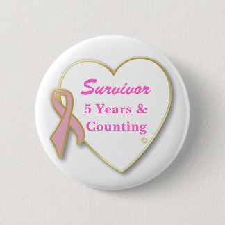 Breast Cancer Survivor-- Years & Counting 6 Cm Round Badge
