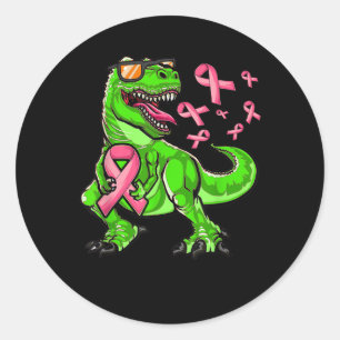 Breast Cancer T-rex Dinosaur, Boys Breast Cancer A Classic Round Sticker