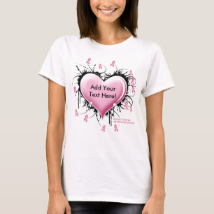 Breast Cancer Tattoo Heart - Customised Text T-Shirt