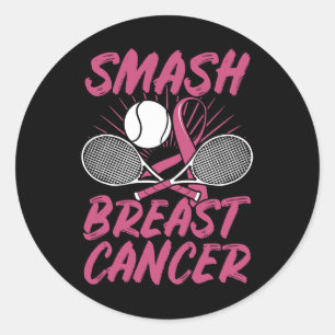 Breast Cancer Tennis Ll Racket Pink Ribbon Mammogr Classic Round Sticker