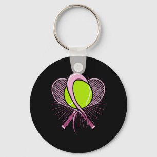 Breast Cancer Tennis Ll Racket Pink Ribbon Mammogr Key Ring