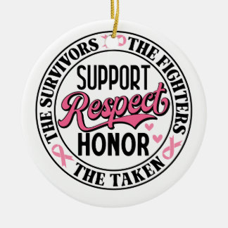 Breast Cancer Uplifting Quote Ceramic Ornament