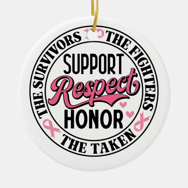 Breast Cancer Uplifting Quote Ceramic Ornament (Front)