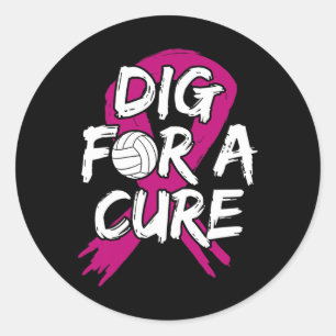 Breast Cancer Volleyll Pink Ribbon Surgery Carcino Classic Round Sticker