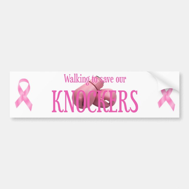 Breast Cancer Walking to Save Knockers Bumper Sticker (Front)