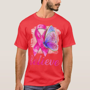Breast Cancer Warrior  Awareness  Support Believe  T-Shirt