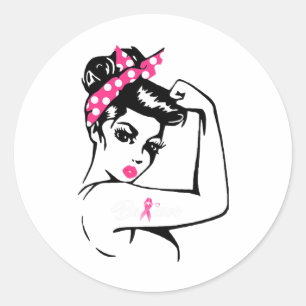 Breast Cancer Warrior Awareness Tee Support Believ Classic Round Sticker