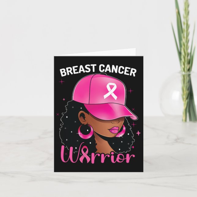Breast Cancer Warrior Black Woman Breast Cancer Aw Card (Front)