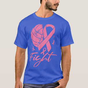 Breast Cancer Warrior Fight Volleyball Pink Ribbon T-Shirt
