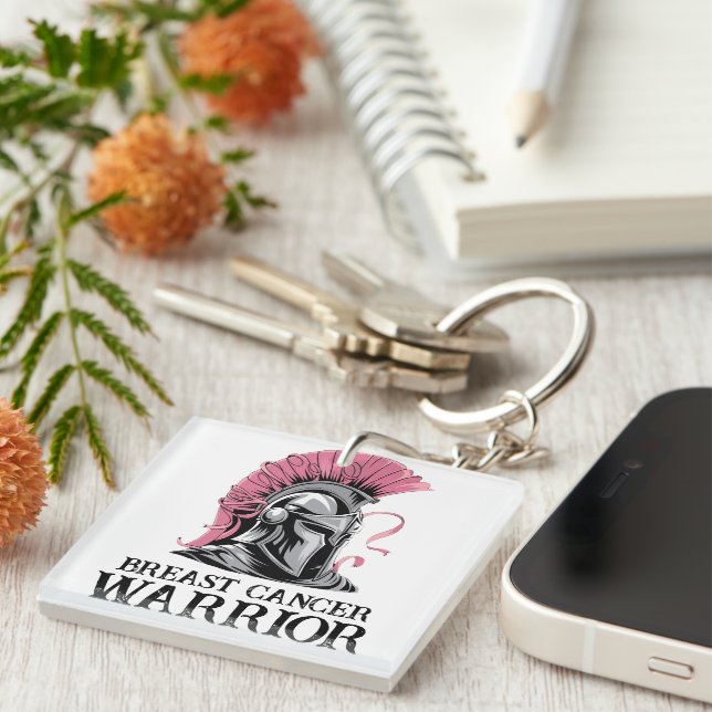 Breast Cancer Warrior Key Ring (Front Right)