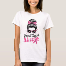 Breast Cancer Warrior Messy Bun Pink Ribbon