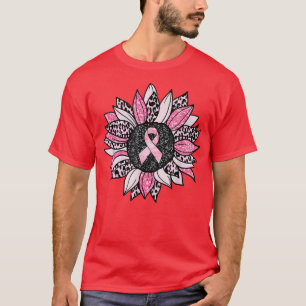 Breast Cancer Warrior October Sunflower Pink Ribbo T-Shirt