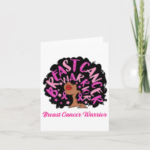 Breast Cancer Warrior Queen Black Woman Pink Ribbo Card