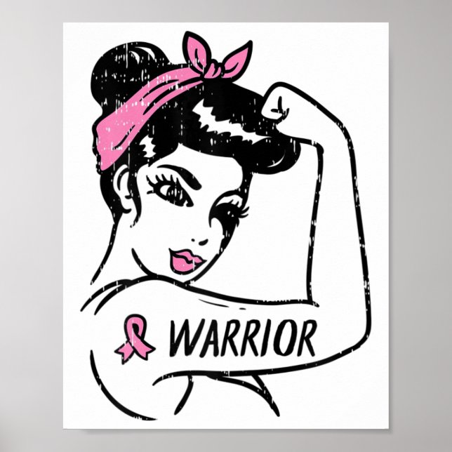 Breast Cancer Warrior Rosie Riveter Pink Women  Poster (Front)
