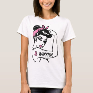 Breast Cancer Warrior Rosie Riveter Pink Women  T-Shirt